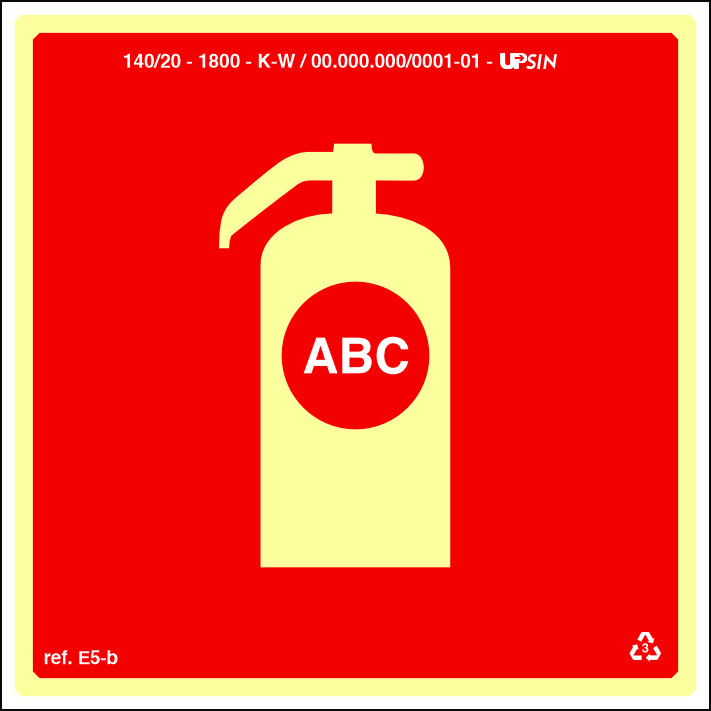 Placa fotoluminescente Extintor de incêndio — E5-b